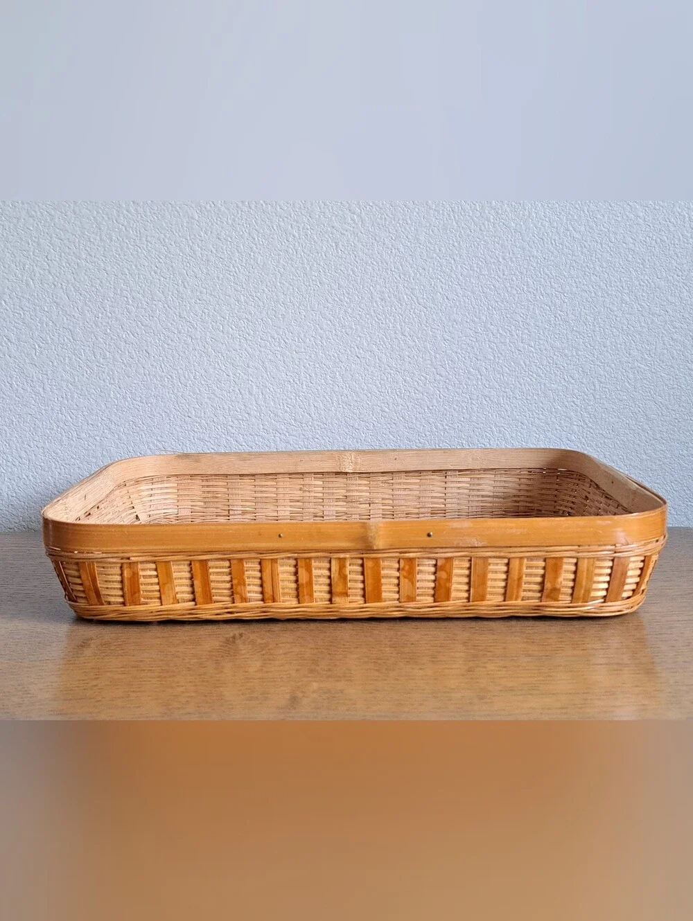 Wicker Bamboo Rectangular Tray  15x10
